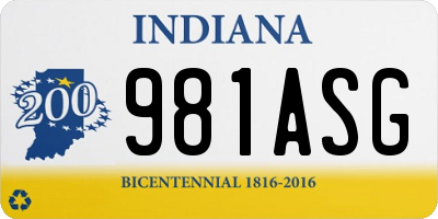 IN license plate 981ASG