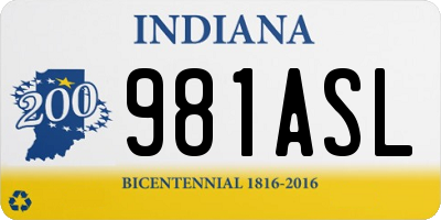 IN license plate 981ASL