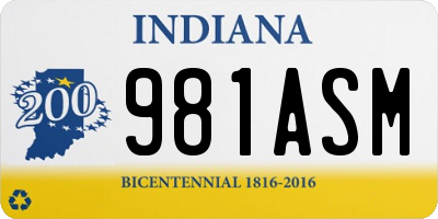 IN license plate 981ASM
