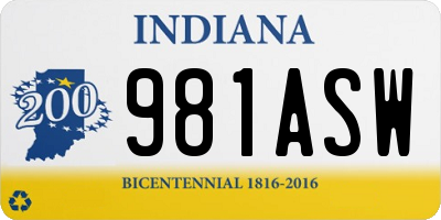 IN license plate 981ASW