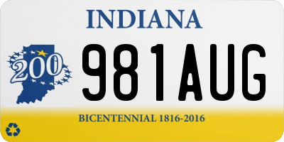 IN license plate 981AUG