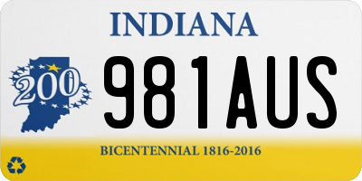 IN license plate 981AUS