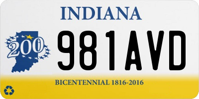 IN license plate 981AVD