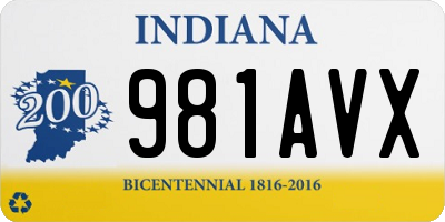 IN license plate 981AVX