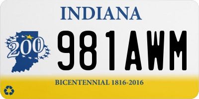 IN license plate 981AWM