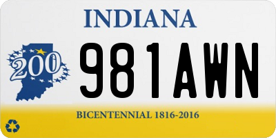 IN license plate 981AWN