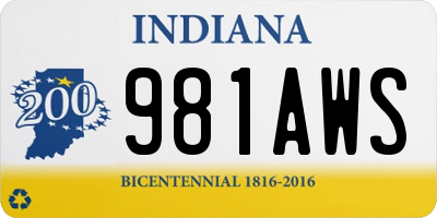 IN license plate 981AWS