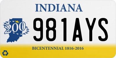 IN license plate 981AYS