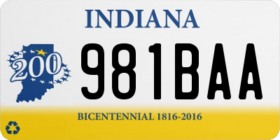 IN license plate 981BAA