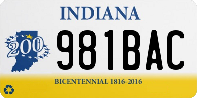 IN license plate 981BAC