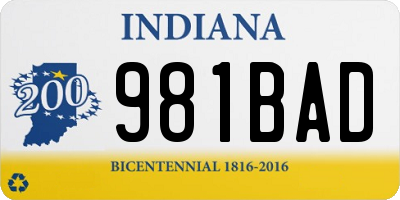 IN license plate 981BAD