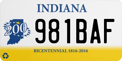IN license plate 981BAF