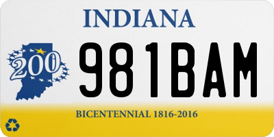 IN license plate 981BAM
