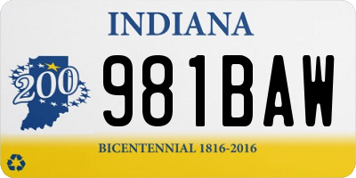 IN license plate 981BAW