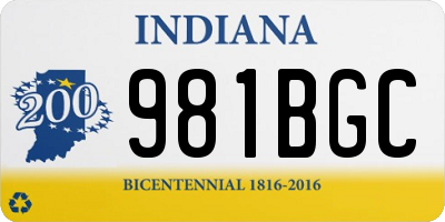 IN license plate 981BGC