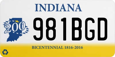 IN license plate 981BGD
