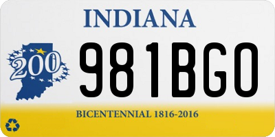 IN license plate 981BGO