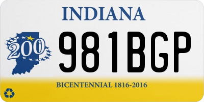 IN license plate 981BGP