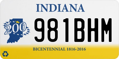 IN license plate 981BHM