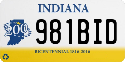 IN license plate 981BID