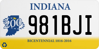 IN license plate 981BJI