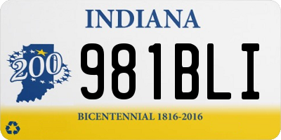 IN license plate 981BLI