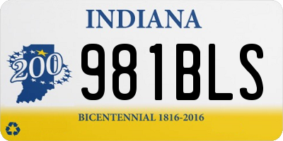 IN license plate 981BLS