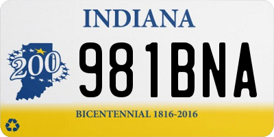 IN license plate 981BNA