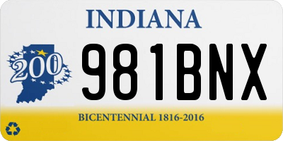 IN license plate 981BNX