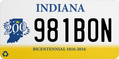 IN license plate 981BON