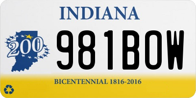 IN license plate 981BOW