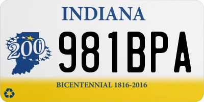 IN license plate 981BPA