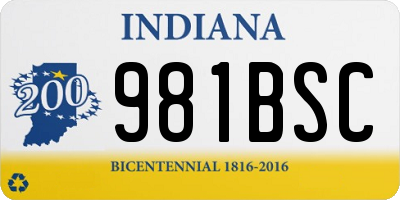 IN license plate 981BSC