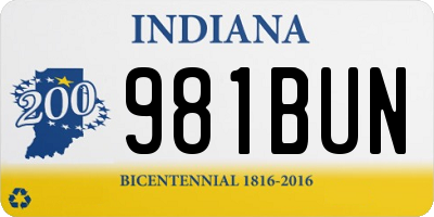 IN license plate 981BUN