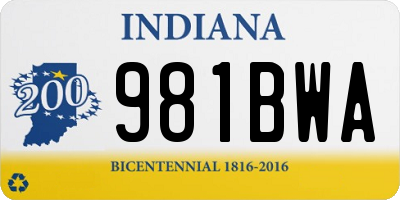 IN license plate 981BWA