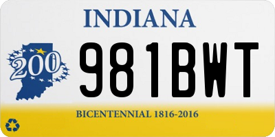 IN license plate 981BWT