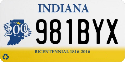 IN license plate 981BYX