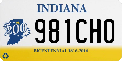 IN license plate 981CHO