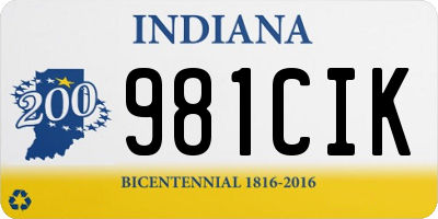 IN license plate 981CIK