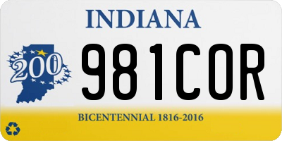 IN license plate 981COR