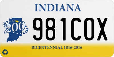 IN license plate 981COX