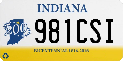 IN license plate 981CSI