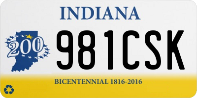 IN license plate 981CSK