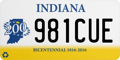 IN license plate 981CUE