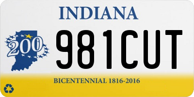 IN license plate 981CUT