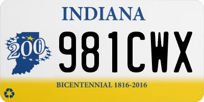 IN license plate 981CWX