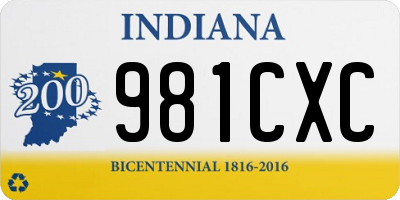 IN license plate 981CXC