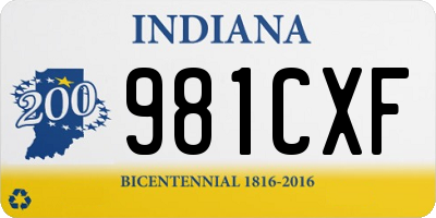 IN license plate 981CXF