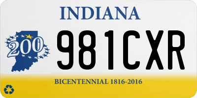 IN license plate 981CXR
