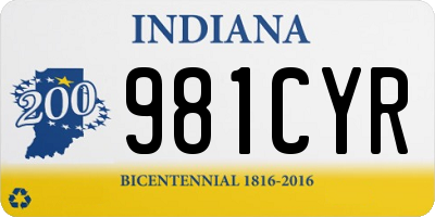 IN license plate 981CYR
